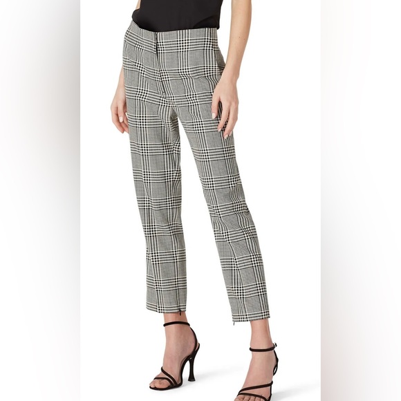 NWT Club Monaco The Cigarette Pant in Black Mix/Plaid Size 4 with Zipper Ankle - Picture 1 of 12